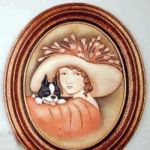 Nostalgic Cameo Girl with Dog