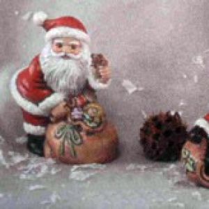 Sitting Santa With Bag Ornaments Each