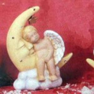 Cherub On Moon Ornaments (set of 2)