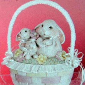 Wicker Basket with Bunny Family