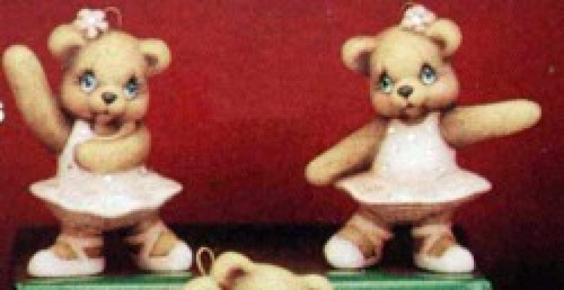 Ballerina Bear Ornament (set of 2)