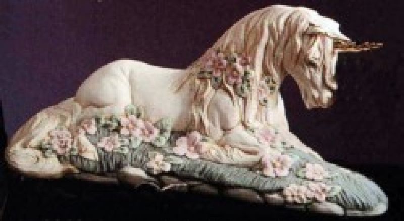 Lying Unicorn with Flowers