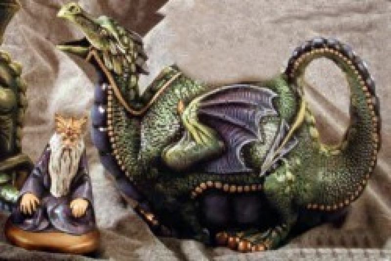 Dragon Teapot W/Wizard Lid