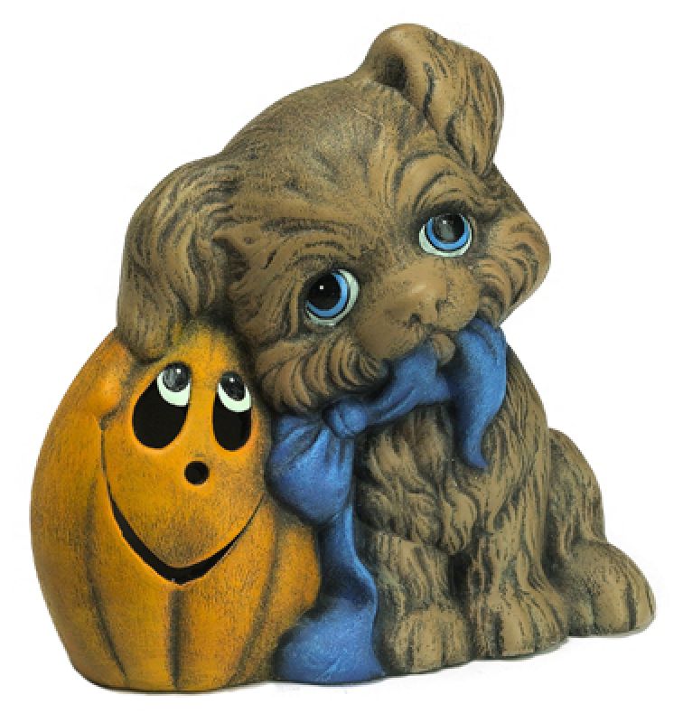 Puppy With Pumpkin