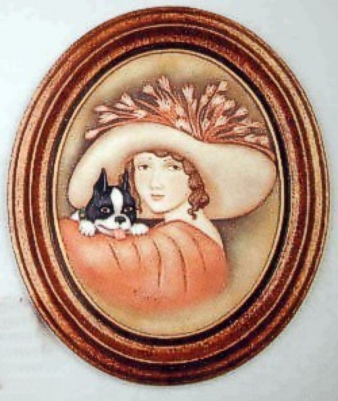 Nostalgic Cameo Girl with Dog