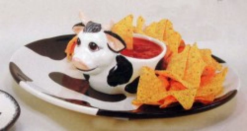 Cow Plate For Chip & Dip (excludes cow bowl)