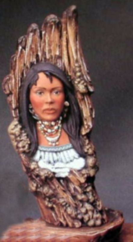 Wood Carved Indian Maid