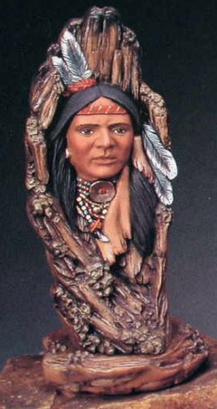 Wood Carved Indian Brave