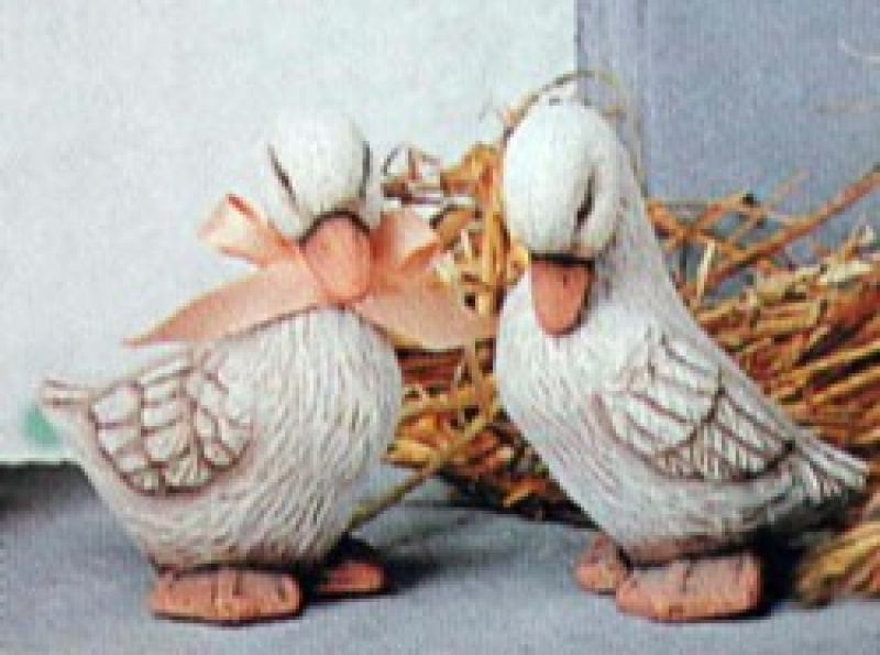 2 Small Ducks with heads down (set of 2)